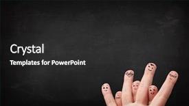  Presentation with fingers - PPT theme having happy-cheerful-smiley-fingers-looking background and a dark gray colored foreground