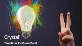  Presentation with laser light colorful abstract - Slide deck having happy cheerful smiley fingers looking background and a  colored foreground