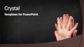  Presentation with fingers - Cool new PPT theme with happy-cheerful-smiley-fingers-looking backdrop and a black colored foreground