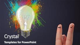  Presentation with fingers - PPT theme having happy cheerful smiley fingers looking background and a dark gray colored foreground