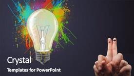  Presentation with fingers - Presentation having happy cheerful smiley fingers looking background and a  colored foreground