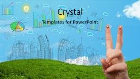  Presentation with fingers - Theme consisting of happy cheerful smiley fingers looking background and a  colored foreground