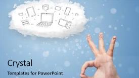  Presentation with cloud technology - Audience pleasing presentation consisting of happy cheerful smiley fingers looking backdrop and a  colored foreground