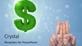  Presentation with dollar sign - Cool new theme with happy cheerful smiley fingers looking backdrop and a  colored foreground