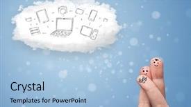  Presentation with cloud technology - Amazing slide deck having happy cheerful smiley fingers looking backdrop and a  colored foreground