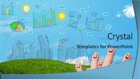  Presentation with college education happy smiling - Audience pleasing slides consisting of happy cheerful smiley fingers looking backdrop and a light blue colored foreground