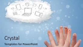  Presentation with cloud technology - Slide deck featuring baby red shoes on a rope against a white brick wall background and a light gray colored foreground.