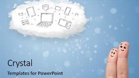  Presentation with healthcare technology internet of things cloud - Colorful slides enhanced with happy cheerful smiley fingers looking backdrop and a  colored foreground