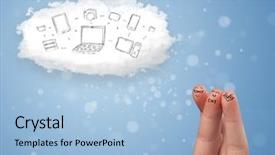  Presentation with healthcare cloud computing - Presentation theme consisting of happy cheerful smiley fingers looking background and a  colored foreground