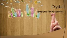  Presentation with fingers - Cool new presentation theme with happy cheerful smiley fingers looking backdrop and a gold colored foreground