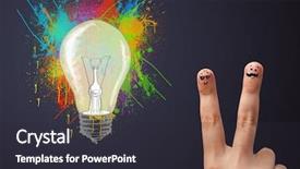  Presentation with colorful abstract movable - Beautiful PPT theme featuring happy cheerful smiley fingers looking backdrop and a  colored foreground