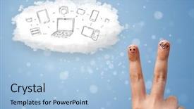  Presentation with cloud technology - Beautiful presentation theme featuring happy cheerful smiley fingers looking backdrop and a light blue colored foreground