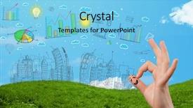  Presentation with fingers - Slide deck with happy cheerful smiley fingers looking background and a light blue colored foreground