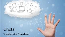  Presentation with cloud technology - Beautiful presentation theme featuring happy cheerful smiley fingers looking backdrop and a  colored foreground