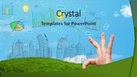  Presentation with fingers - Presentation theme having happy cheerful smiley fingers looking background and a light blue colored foreground