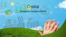  Presentation with college education happy smiling - Colorful slides enhanced with happy cheerful smiley fingers looking backdrop and a light blue colored foreground