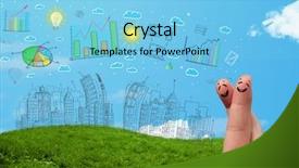  Presentation with fingers - Presentation theme enhanced with happy cheerful smiley fingers looking background and a  colored foreground