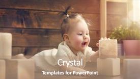  Presentation with baby blocks - Amazing PPT theme having happy child baby girl playing backdrop and a coral colored foreground