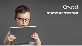  Presentation with information - Slide set with happy-child-boy-holding background and a dark gray colored foreground