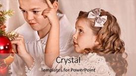  Presentation with decorate - Colorful presentation theme enhanced with happy child decorate on christmas tree backdrop and a coral colored foreground