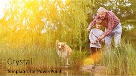  Presentation with fishing - Audience pleasing presentation consisting of happy-child-fishing-with-grandpa backdrop and a gold colored foreground