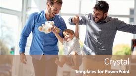  Presentation with family gay - Amazing PPT theme having happy-child-girl-at-shopping backdrop and a coral colored foreground