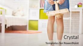  Presentation with nursery - Audience pleasing PPT theme consisting of happy child girl little girl playing with toy airplane at home leisure and play in the nursery backdrop and a soft green colored foreground