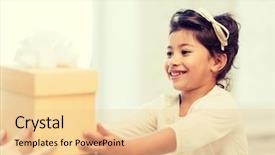  Presentation with happy birthday frame holiday - Beautiful theme featuring happy child girl with gift backdrop and a lemonade colored foreground