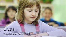  Presentation with fun - PPT theme having happy child group in schoold background and a light blue colored foreground