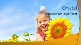  Presentation with sunflower - Colorful PPT layouts enhanced with happy child holding sunflower outdoor backdrop and a light blue colored foreground