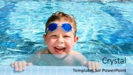  Presentation with swimming pool - Cool new presentation with happy child in a sunny backdrop and a light blue colored foreground