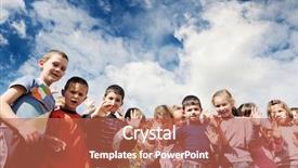  Presentation with play kids - PPT theme having happy child kids group have background and a red colored foreground