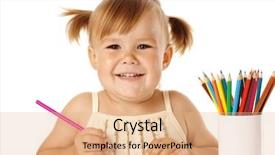  Presentation with crayons - Slides featuring smile isolated over white background and a coral colored foreground