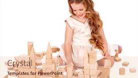  Presentation with building blocks - Amazing PPT theme having happy child playing building blocks isolated backdrop and a lemonade colored foreground