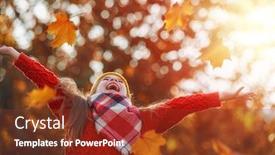  Presentation with walk - Slide deck with children playground fall foliage - happy child playing with autumn background and a tawny brown colored foreground