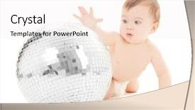  Presentation with disco ball - Cool new slides with happy child playing with disco backdrop and a sky blue colored foreground