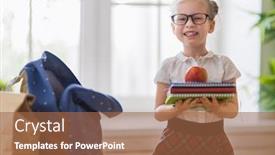  Presentation with school - Slide deck enhanced with happy-child-preparing-for-school background and a red colored foreground