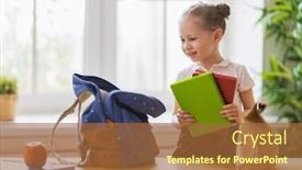  Presentation with save girl child - Slide set enhanced with happy-child-preparing-for-school background and a red colored foreground