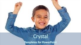  Presentation with trauma child - Beautiful presentation theme featuring happy child raising the arms backdrop and a ocean colored foreground