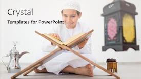  Presentation with ramadan - Beautiful presentation theme featuring happy-child-ready-for-ramadan backdrop and a white colored foreground