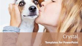  Presentation with child teen - Colorful slide deck enhanced with happy-child-with-dog-portrait backdrop and a coral colored foreground