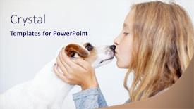  Presentation with child teen - Theme having happy-child-with-dog-portrait background and a sky blue colored foreground