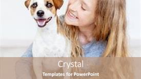  Presentation with child teen - PPT layouts enhanced with happy-child-with-dog-portrait background and a coral colored foreground