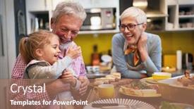  Presentation with fun - Colorful PPT layouts enhanced with happy-child-with-gradparents-having backdrop and a coral colored foreground