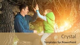  Presentation with family tree - PPT layouts enhanced with happy childhood father and son sit on the tree under sun light in autumn sunny day family vacations background and a yellow colored foreground