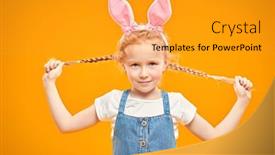  Presentation with happy holiday - Slides having happy-childhood-funny-red-haired background and a gold colored foreground