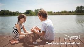  Presentation with children talking - Theme enhanced with happy-childhood-in-nature background and a violet colored foreground