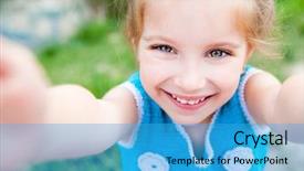  Presentation with meadow - PPT layouts with happy children - cute little girl background and a teal colored foreground