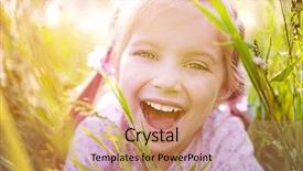  Presentation with meadow - Colorful slide deck enhanced with happy children - cute little girl backdrop and a coral colored foreground