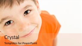  Presentation with young children - Audience pleasing slide set consisting of happy children - photo of adorable young boy backdrop and a coral colored foreground